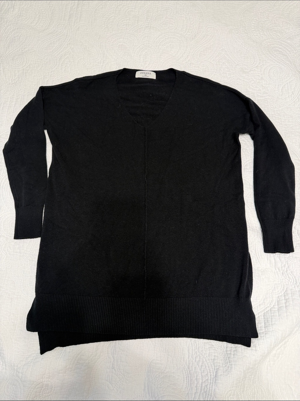 Zenana Outfitters Black Top with White Label